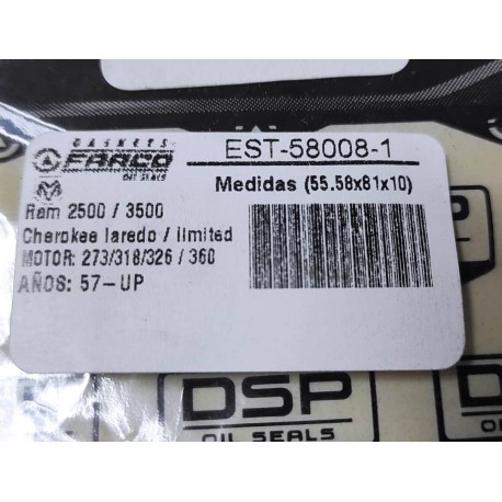 Estopera Delantera Cigueñal Dodge Motor 273 318 326 360